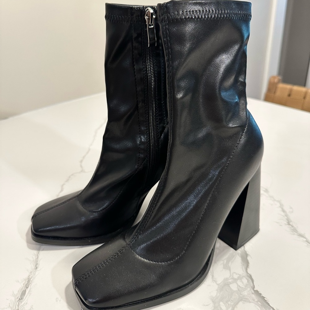 Princess Polly | Flare Heel Vegan Leather Ankle Boot